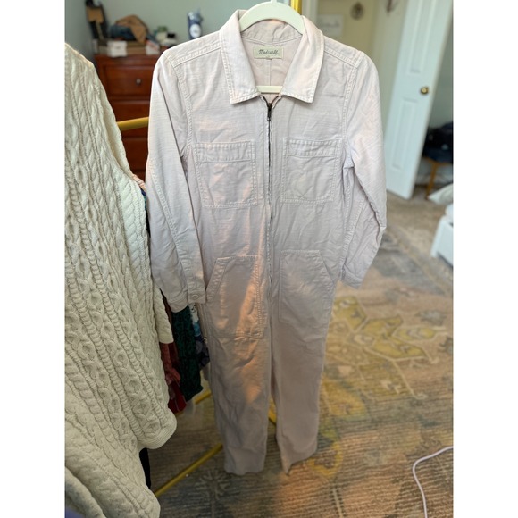 Madewell Pink Utility Boiler Suit Jumpsuit Long Sleeve Zip Front Pockets Size S - Picture 3 of 15